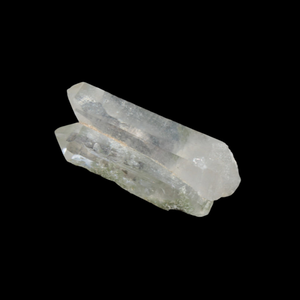 Non-identical Twinned Chlorite Quartz, paired Yin Yang and Imprinted from Skardu 4.4g in sunshine - Rocks and Things Store