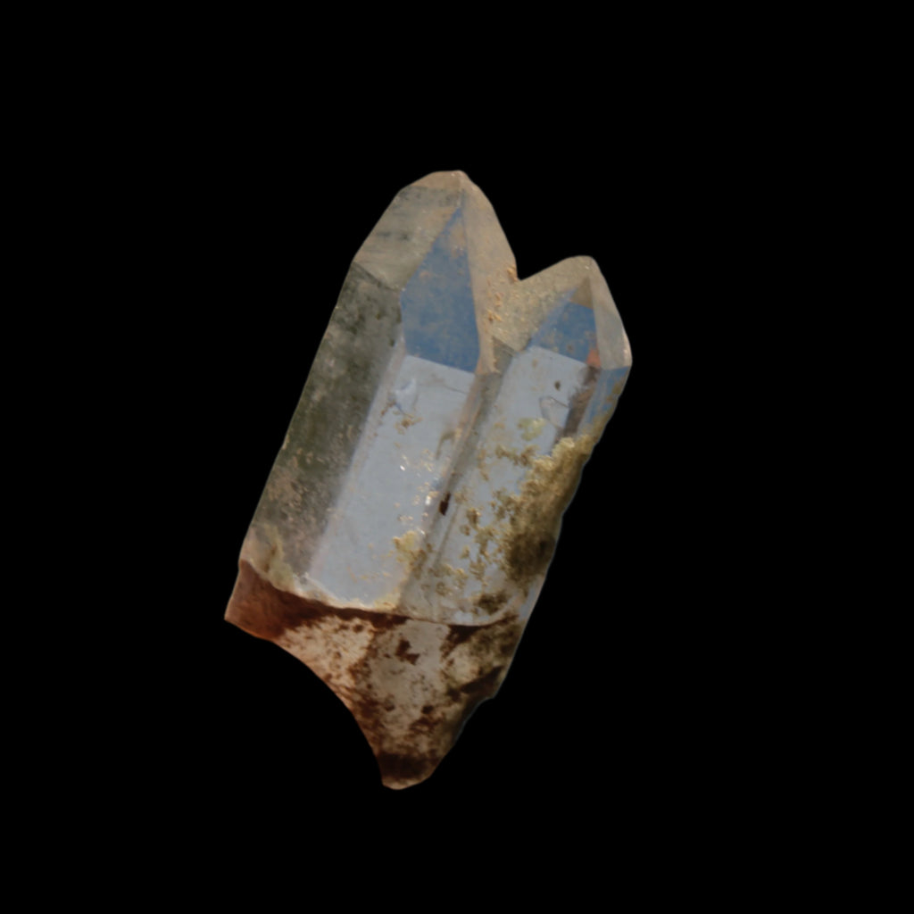 Non-identical Twinned Chlorite Quartz, paired Yin Yang and Imprinted from Skardu 4.4g in sunshine - Rocks and Things Store