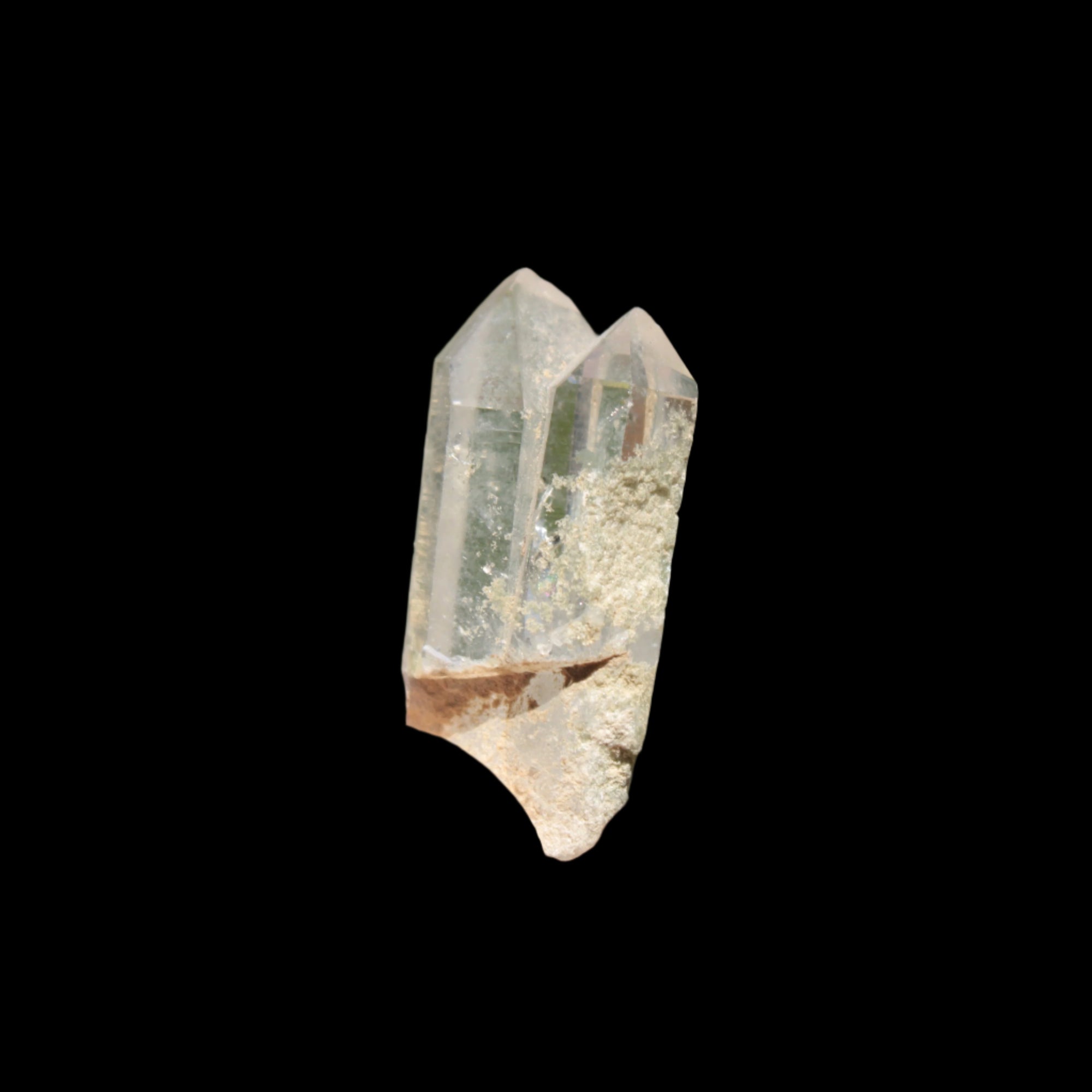Non-identical Twinned Chlorite Quartz, paired Yin Yang and Imprinted from Skardu 4.4g in sunshine - Rocks and Things Store