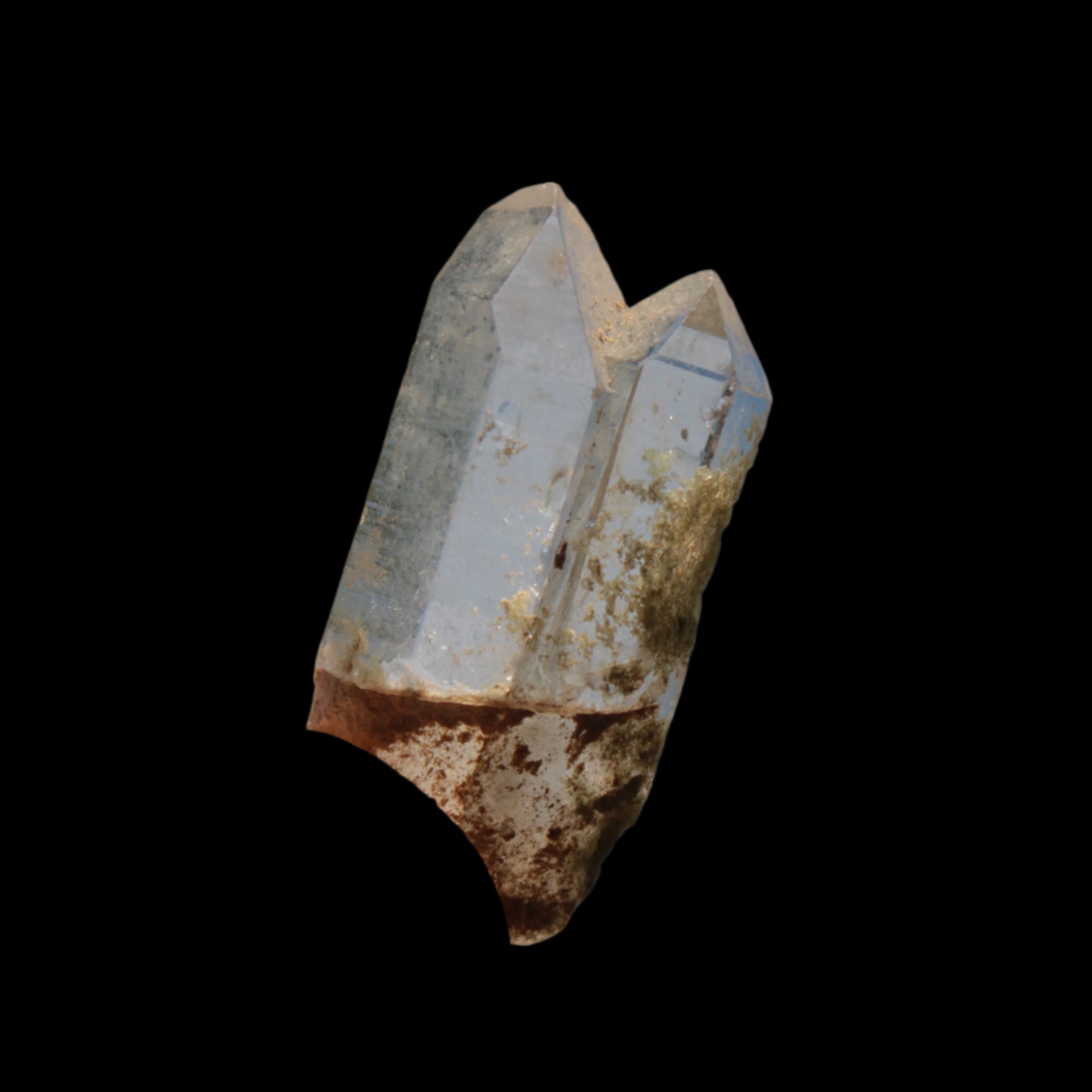 Non-identical Twinned Chlorite Quartz, paired Yin Yang and Imprinted from Skardu 4.4g in sunshine - Rocks and Things Store