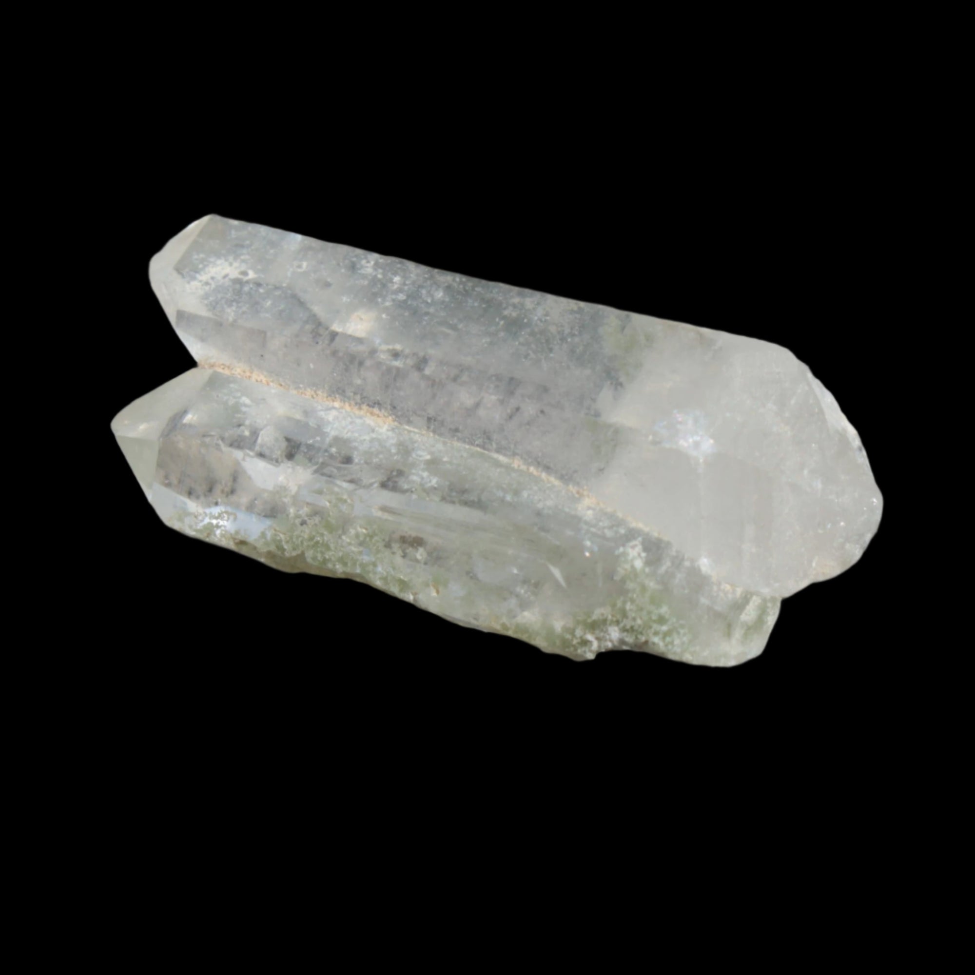 Non-identical Twinned Chlorite Quartz, paired Yin Yang and Imprinted from Skardu 4.4g in sunshine - Rocks and Things Store