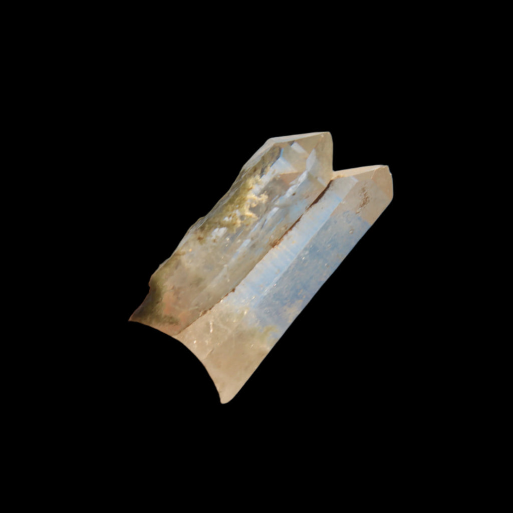 Non-identical Twinned Chlorite Quartz, paired Yin Yang and Imprinted from Skardu 4.4g in sunshine - Rocks and Things Store