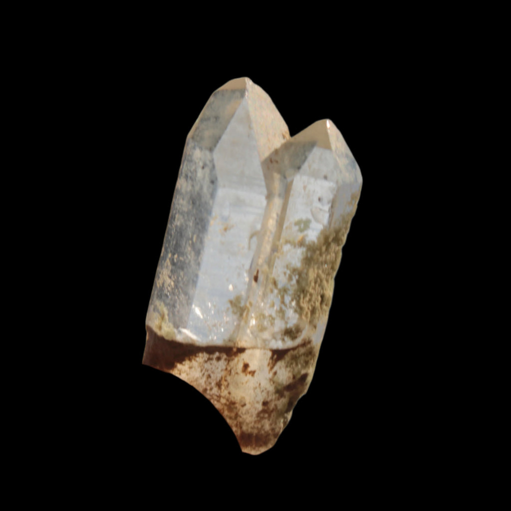 Non-identical Twinned Chlorite Quartz, paired Yin Yang and Imprinted from Skardu 4.4g in sunshine - Rocks and Things Store