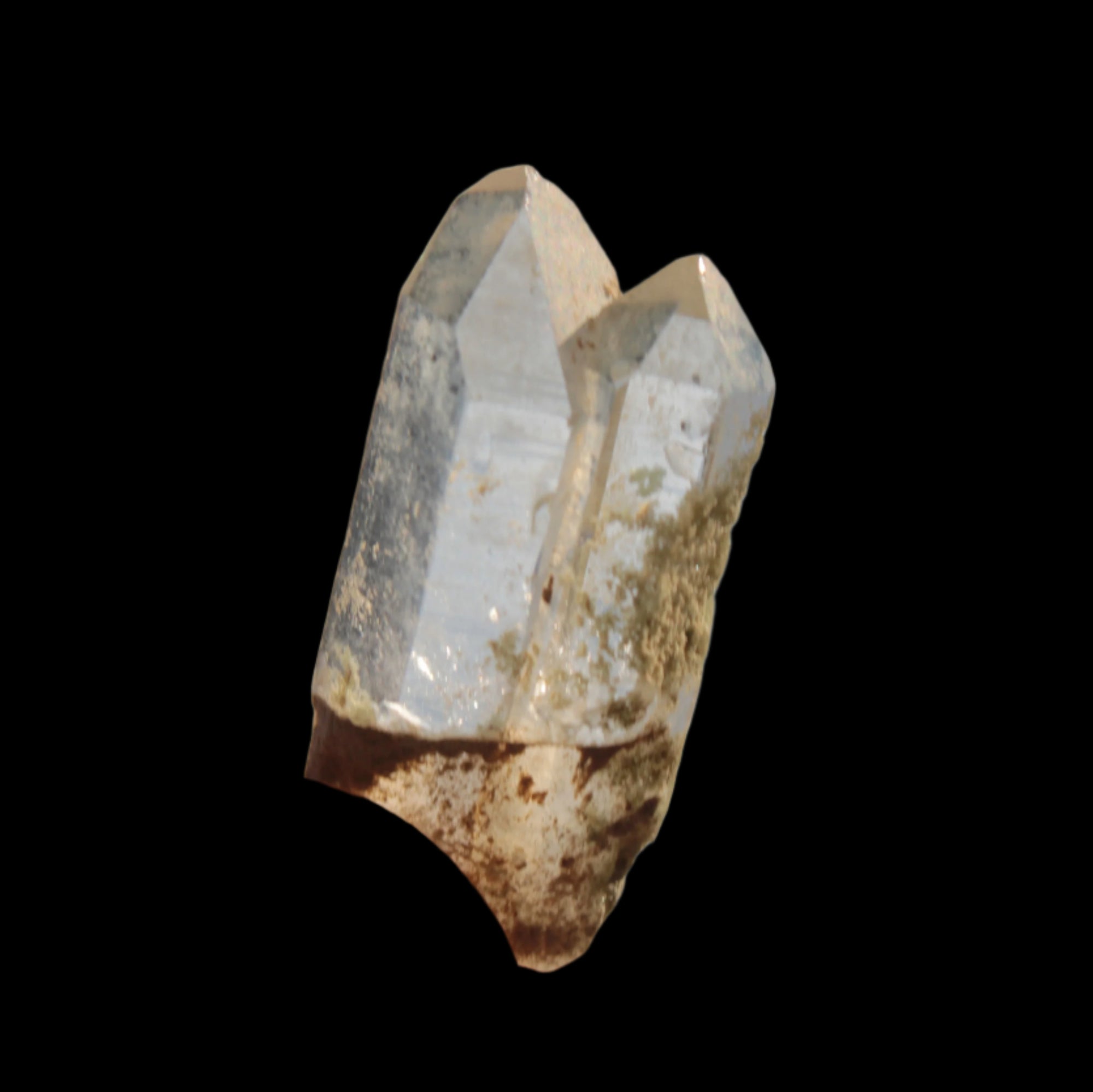 Non-identical Twinned Chlorite Quartz, paired Yin Yang and Imprinted from Skardu 4.4g in sunshine - Rocks and Things Store
