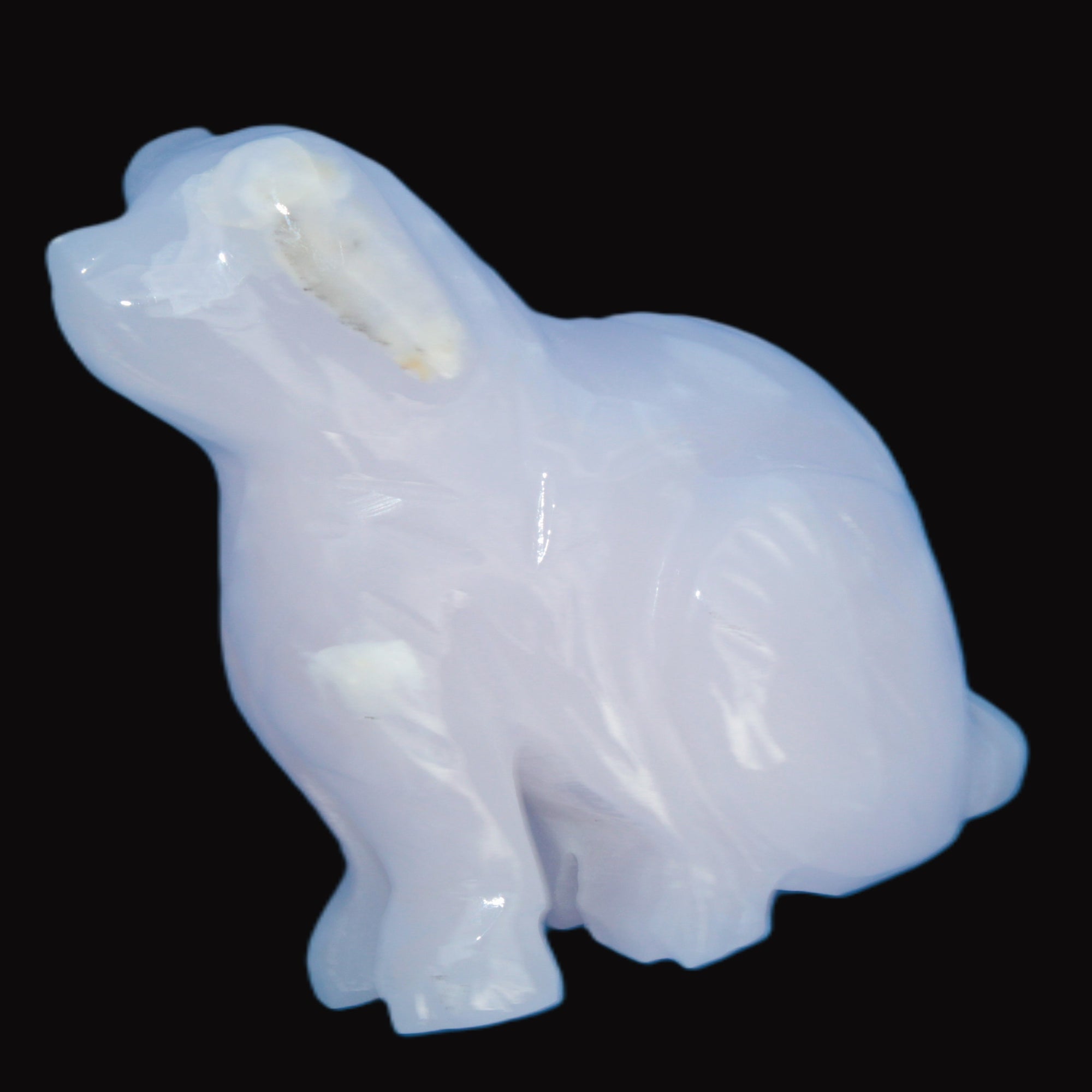 Mangano Calcite hand-carved sitting dog 604g Rocks and Things Store