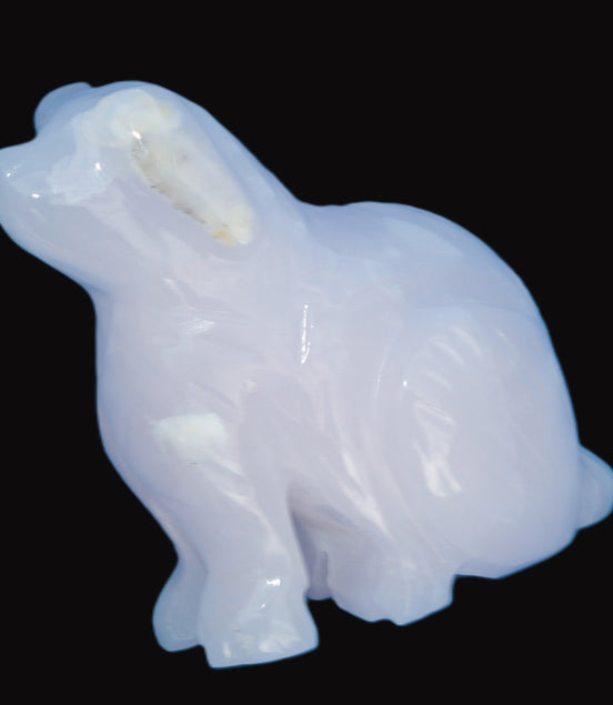 Mangano Calcite hand-carved sitting dog 604g Rocks and Things Store
