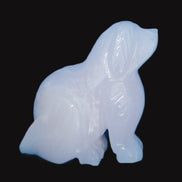 Mangano Calcite hand-carved sitting dog 604g Rocks and Things Store