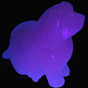 Mangano Calcite hand-carved sitting dog 604g Rocks and Things Store