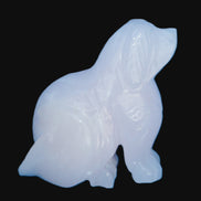 Mangano Calcite hand-carved sitting dog 604g Rocks and Things Store