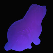 Mangano Calcite hand-carved sitting dog 604g Rocks and Things Store