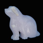 Mangano Calcite hand-carved sitting dog 604g Rocks and Things Store