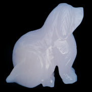 Mangano Calcite hand-carved sitting dog 604g Rocks and Things Store