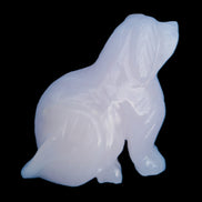 Mangano Calcite hand-carved sitting dog 604g Rocks and Things Store