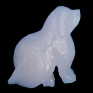 Mangano Calcite hand-carved sitting dog 604g Rocks and Things Store