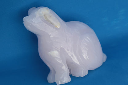 Mangano Calcite hand-carved sitting dog 604g Rocks and Things