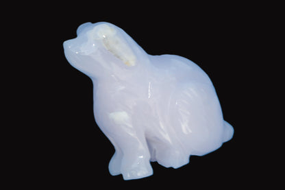 Mangano Calcite hand-carved sitting dog 604g Rocks and Things