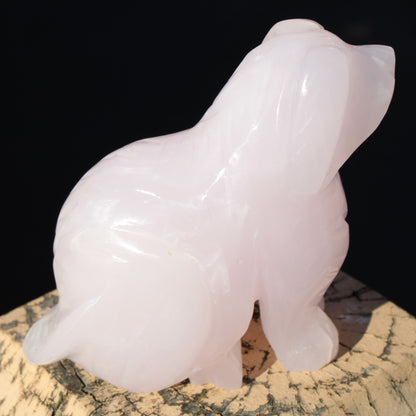 Mangano Calcite hand-carved sitting dog 604g Rocks and Things