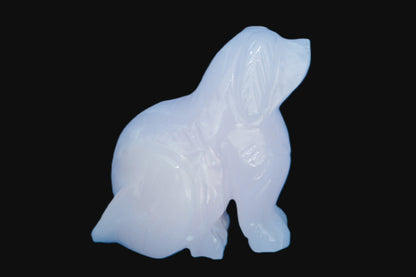 Mangano Calcite hand-carved sitting dog 604g Rocks and Things