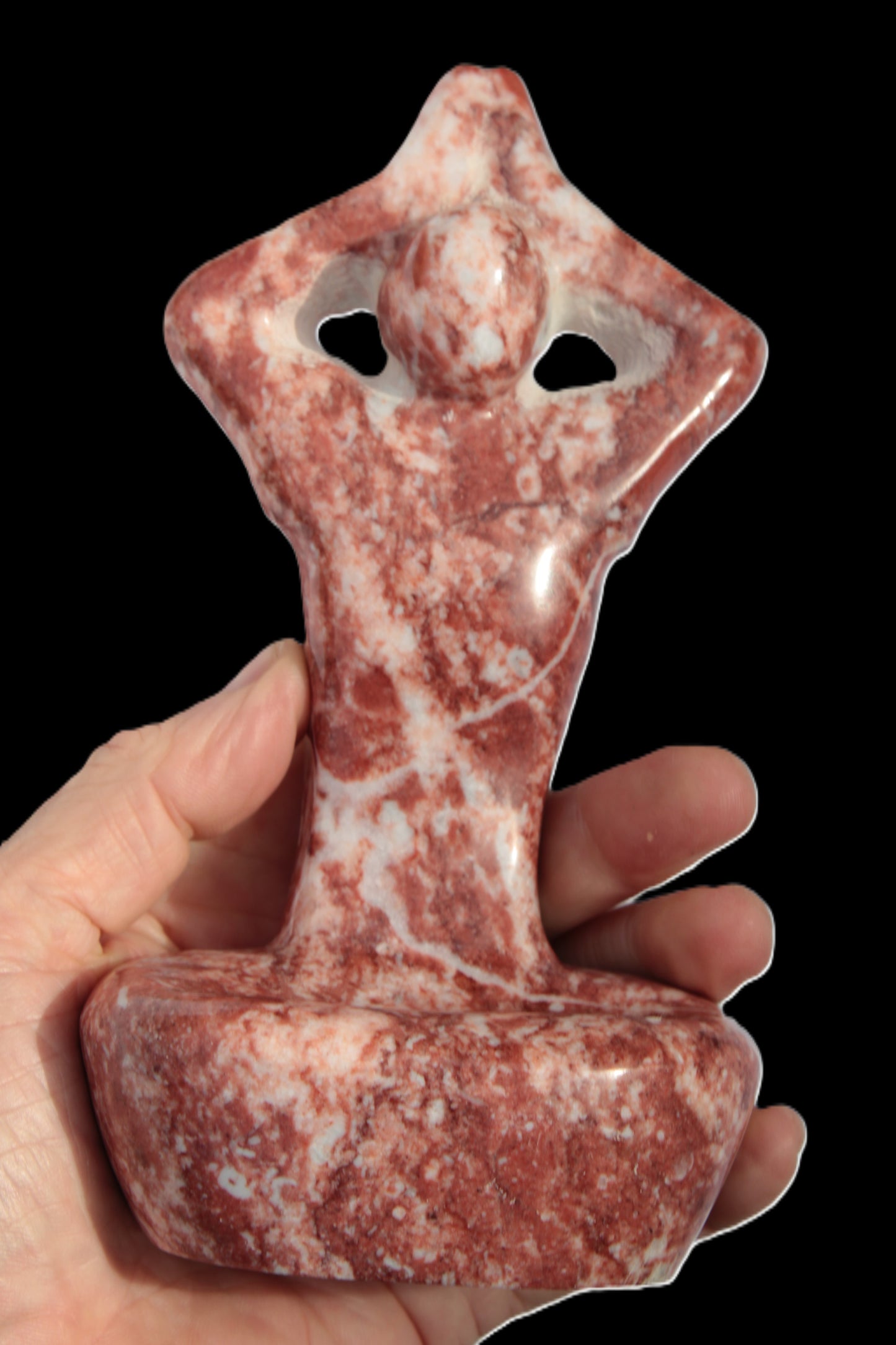 Red and White Jasper Marble hand-carved yoga  pose figure 100*178mm 885g Rocks and Things