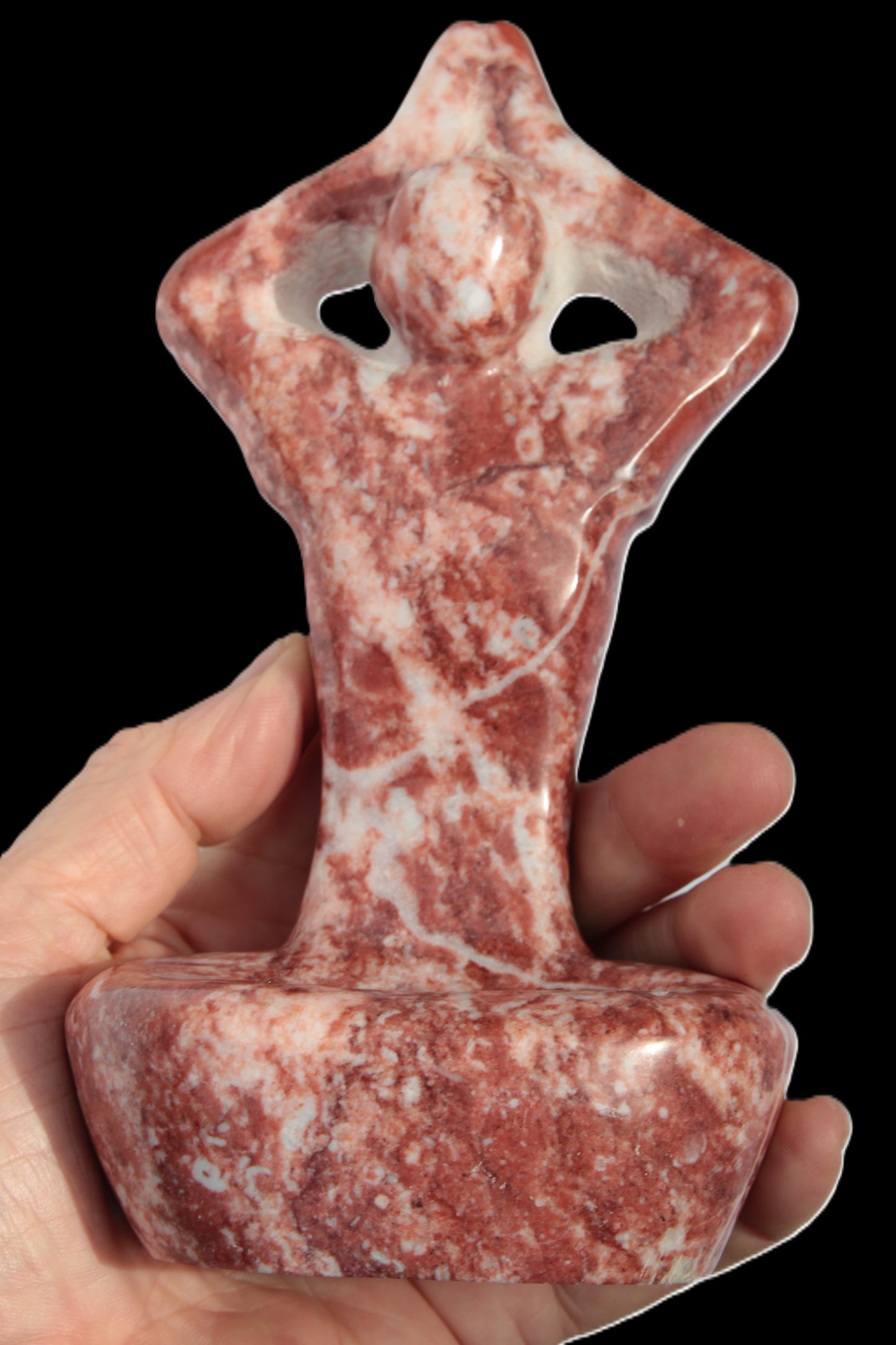 Red and White Jasper Marble hand-carved yoga  pose figure 100*178mm 885g Rocks and Things