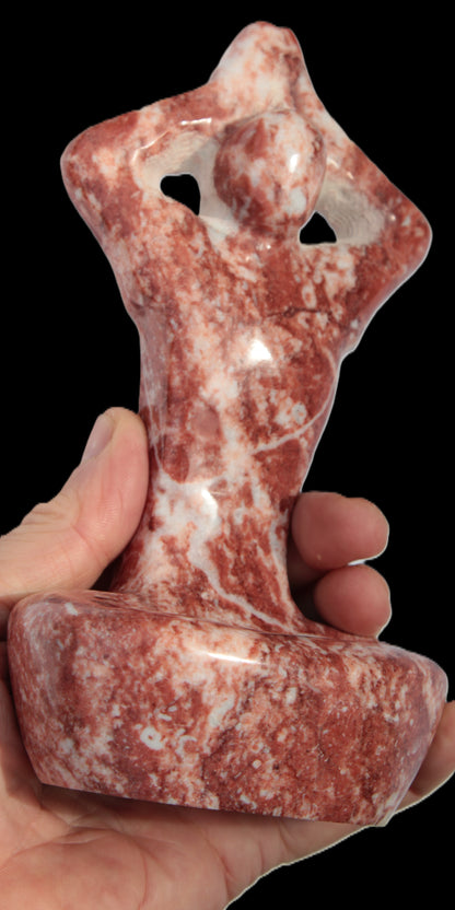 Red and White Jasper Marble hand-carved yoga  pose figure 100*178mm 885g Rocks and Things