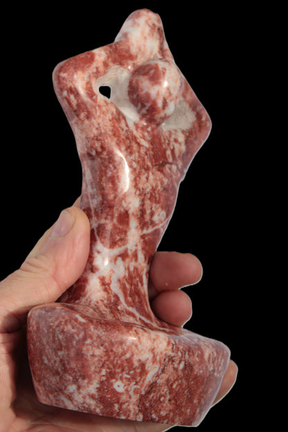 Red and White Jasper Marble hand-carved yoga  pose figure 100*178mm 885g Rocks and Things