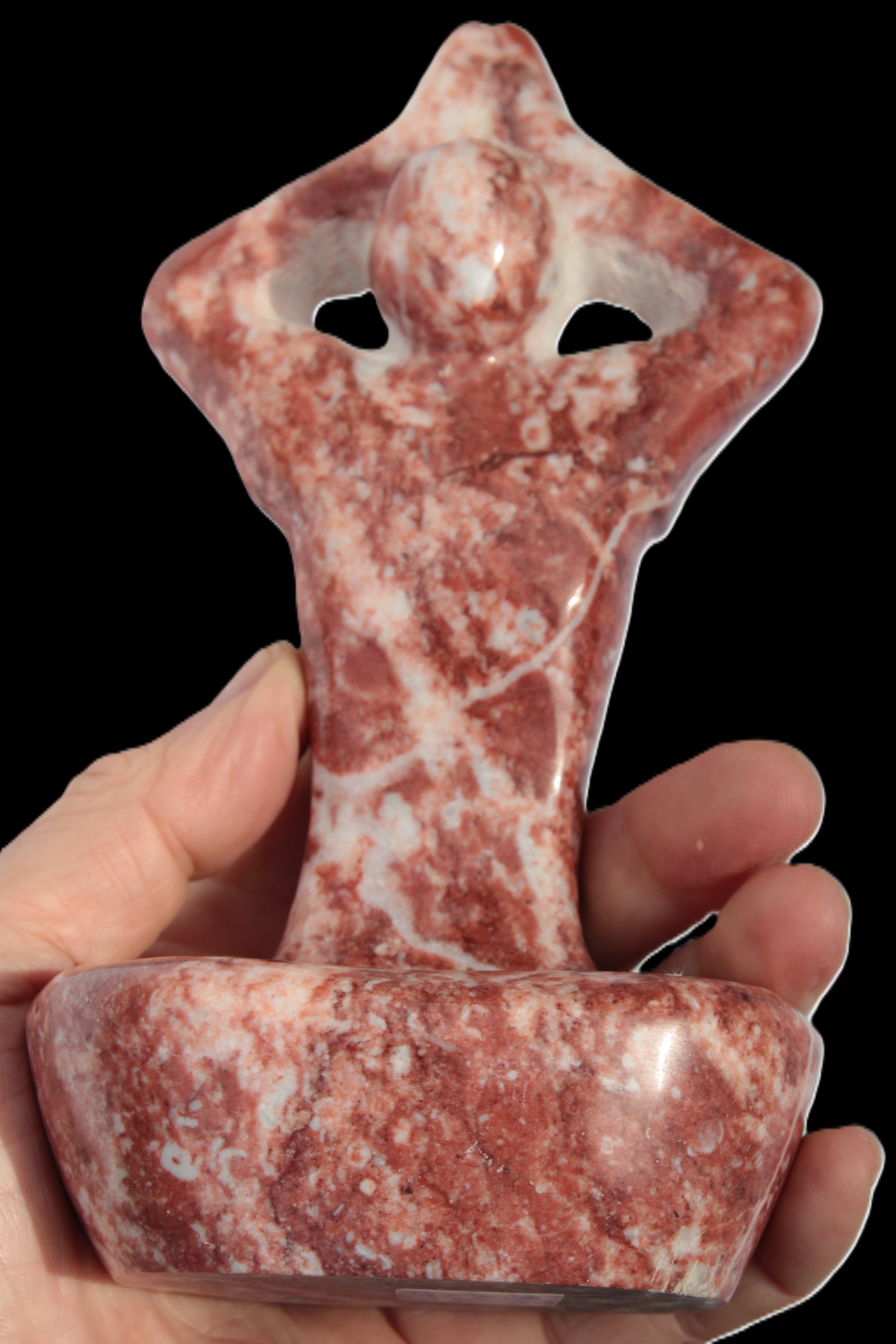 Red and White Jasper Marble hand-carved yoga  pose figure 100*178mm 885g Rocks and Things