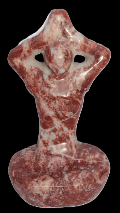 Red and White Jasper Marble hand-carved yoga  pose figure 100*178mm 885g Rocks and Things