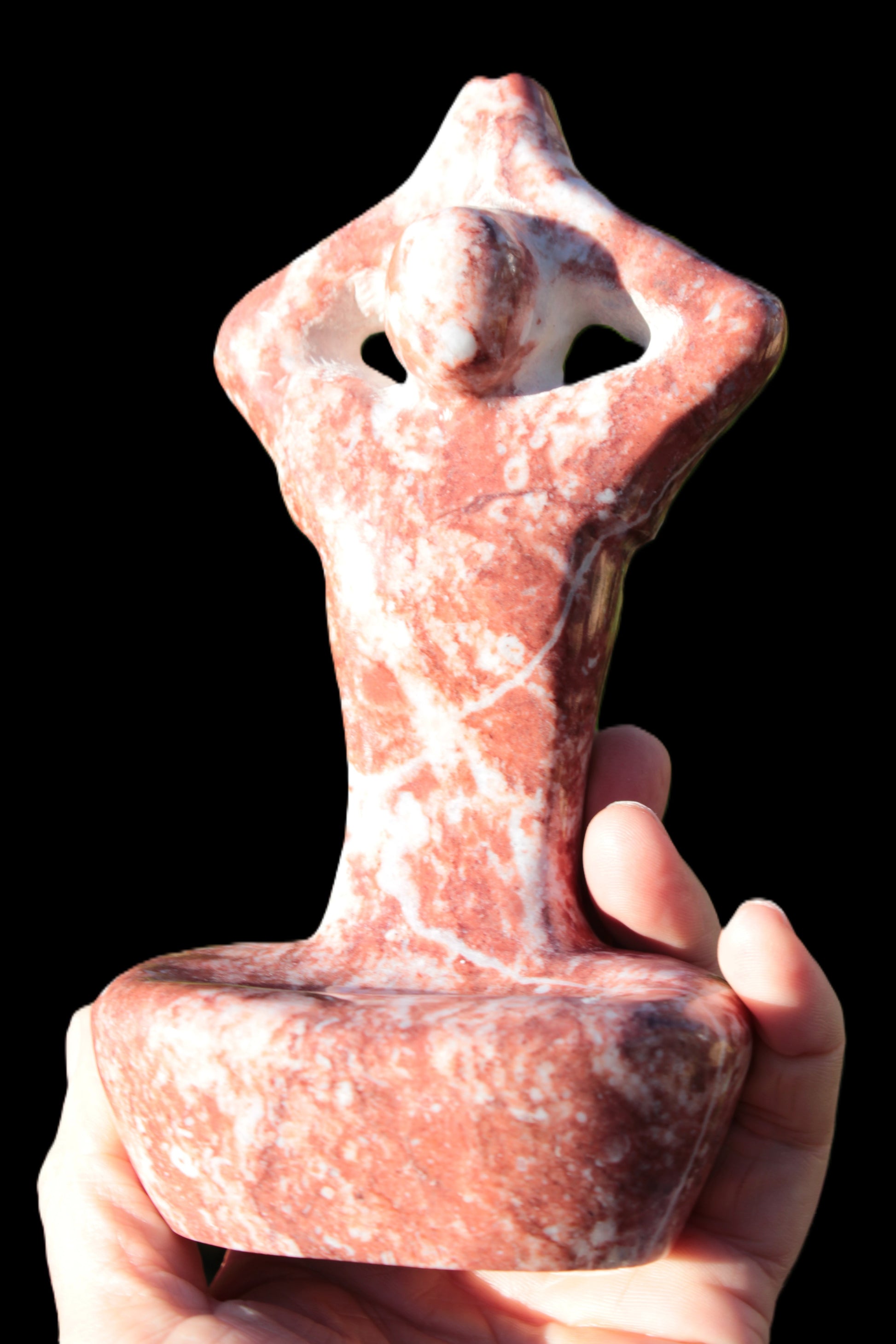 Red and White Jasper Marble hand-carved yoga  pose figure 100*178mm 885g Rocks and Things