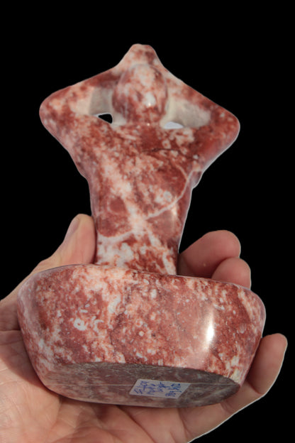 Red and White Jasper Marble hand-carved yoga  pose figure 100*178mm 885g Rocks and Things