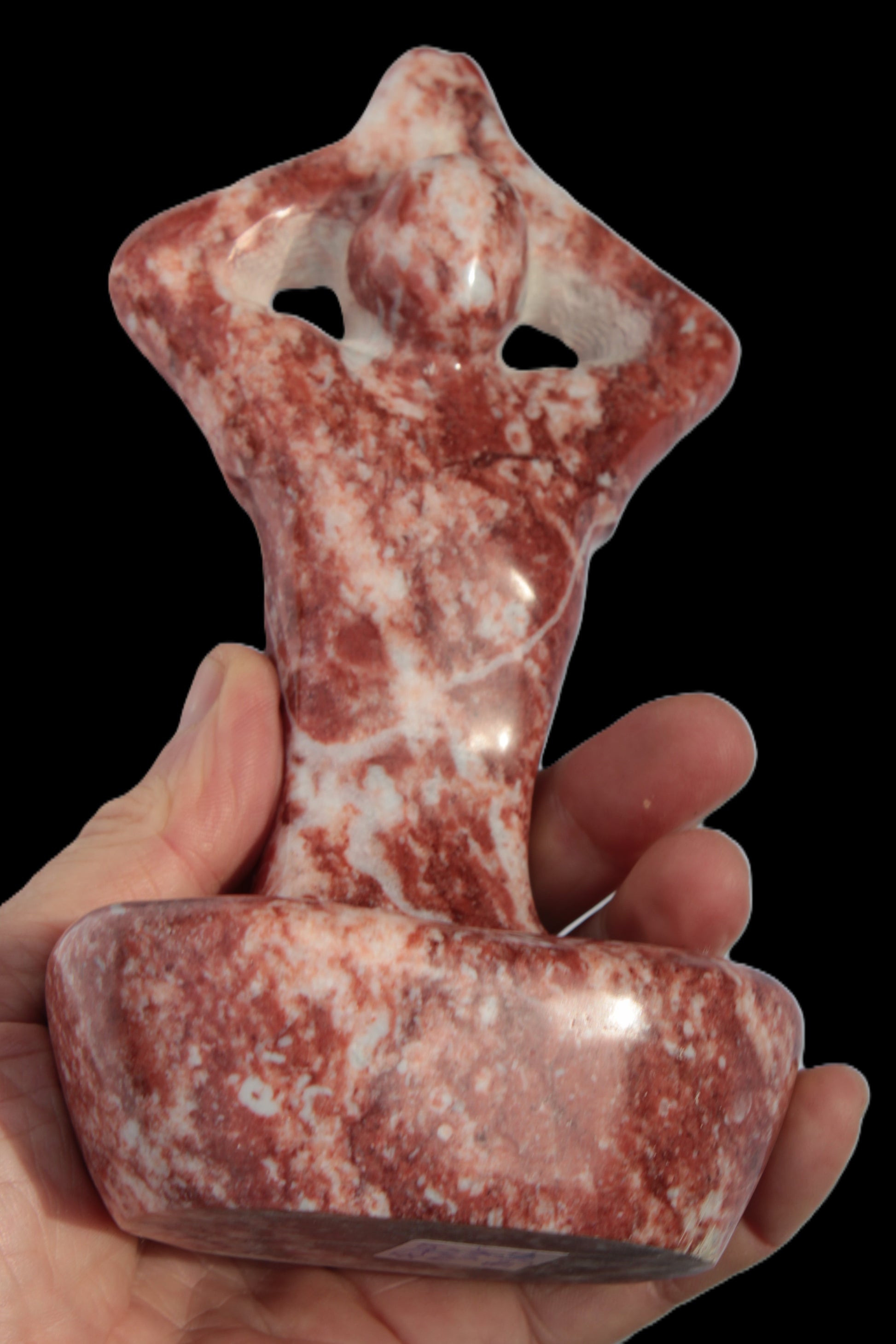 Red and White Jasper Marble hand-carved yoga  pose figure 100*178mm 885g Rocks and Things