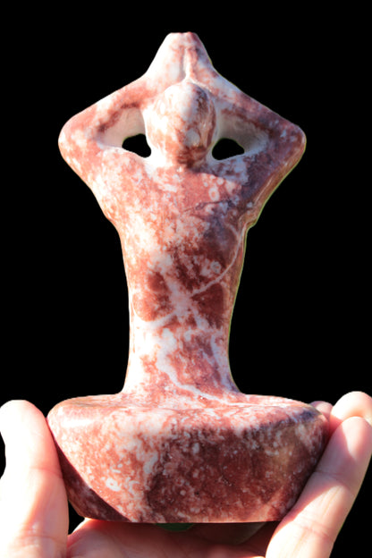 Red and White Jasper Marble hand-carved yoga  pose figure 100*178mm 885g Rocks and Things