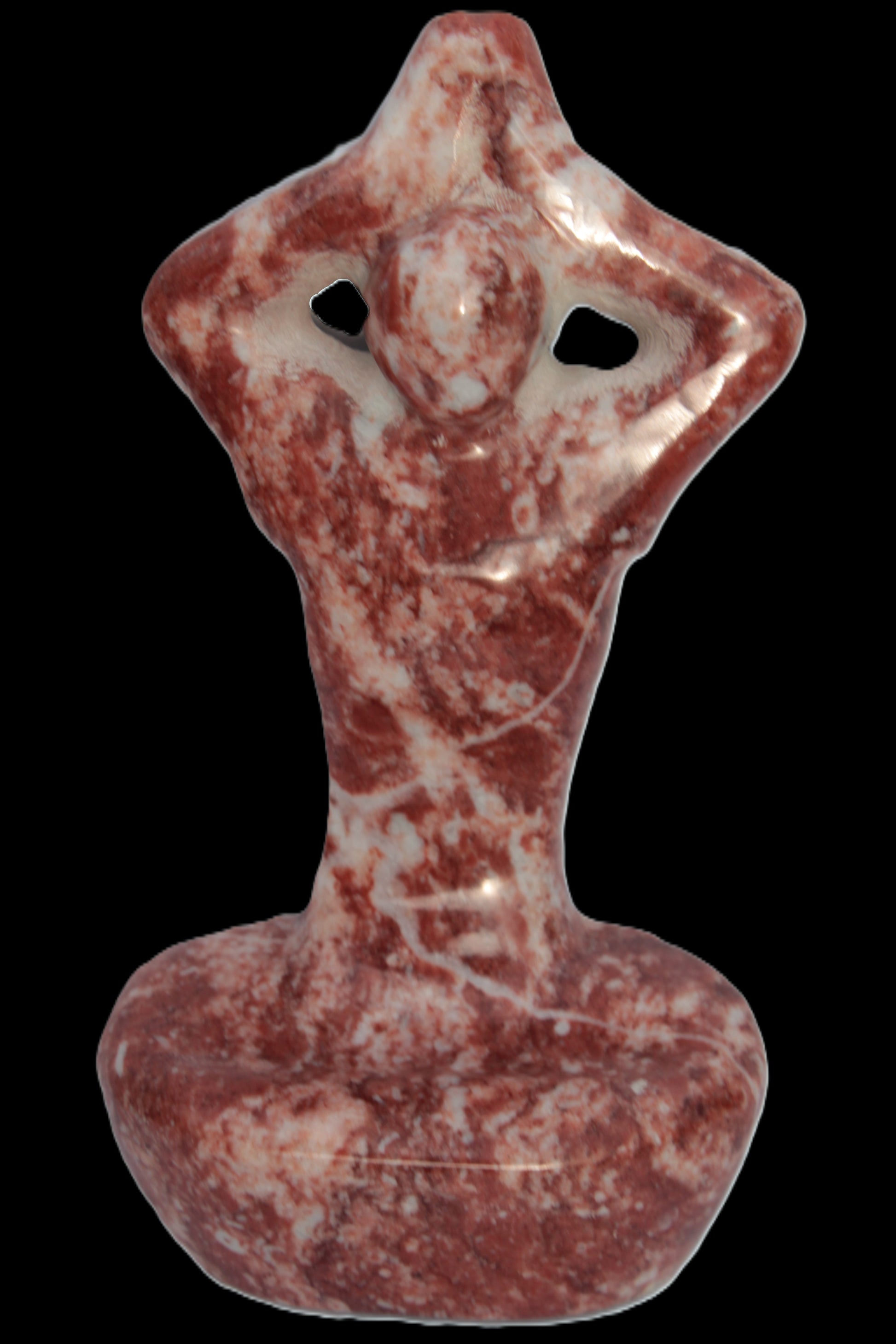 Red and White Jasper Marble hand-carved yoga  pose figure 100*178mm 885g Rocks and Things