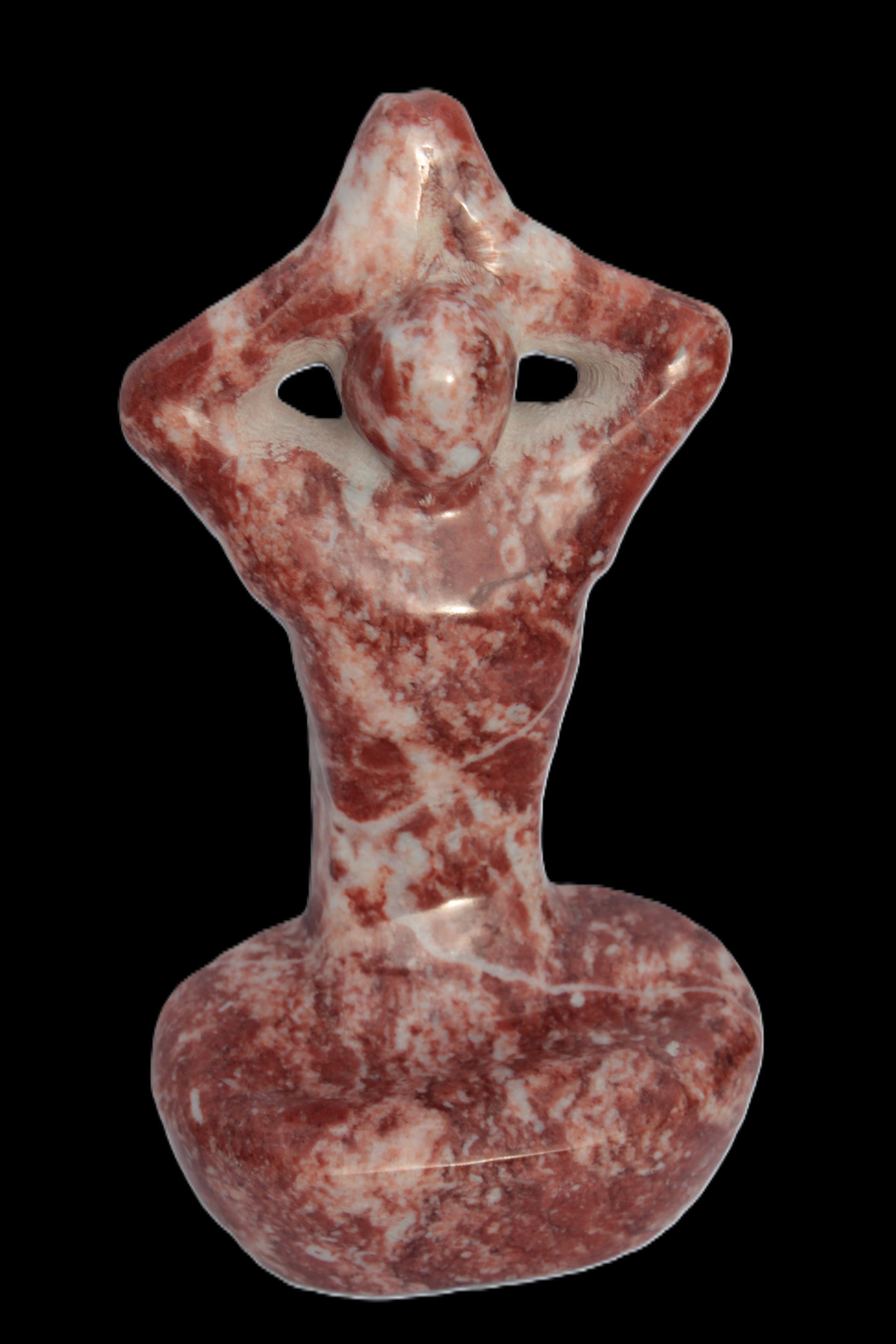 Red and White Jasper Marble hand-carved yoga  pose figure 100*178mm 885g Rocks and Things