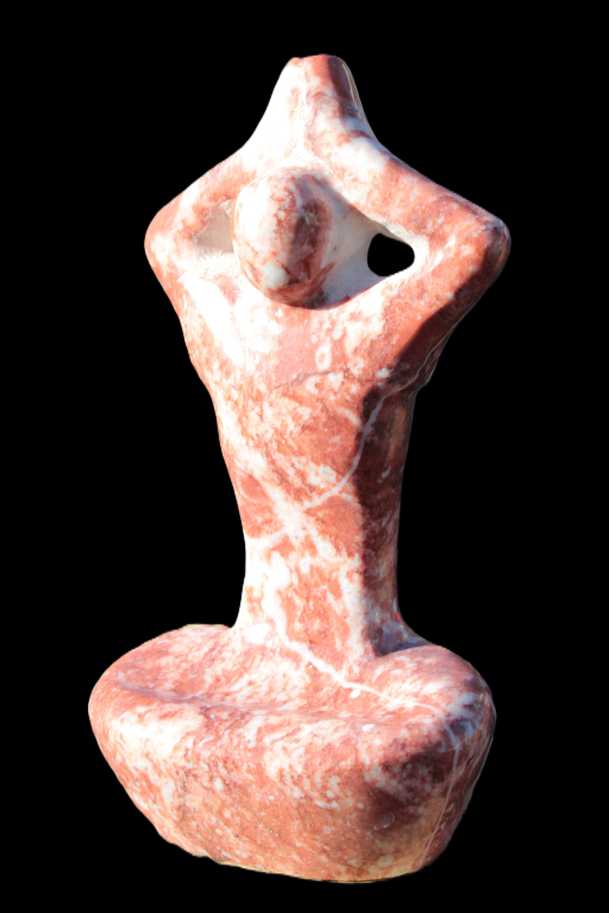 Red and White Jasper Marble hand-carved yoga  pose figure 100*178mm 885g Rocks and Things