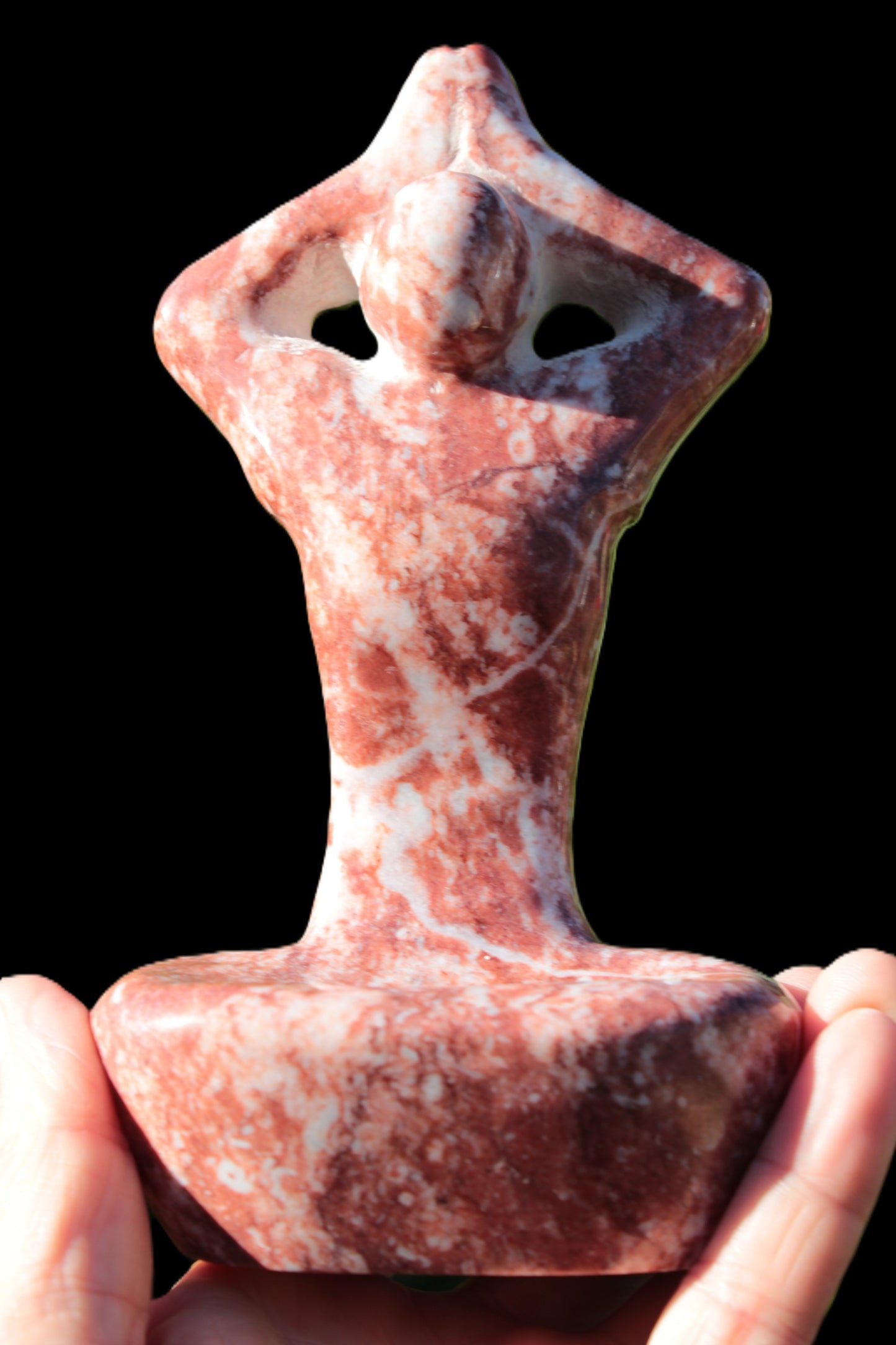 Red and White Jasper Marble hand-carved yoga  pose figure 100*178mm 885g Rocks and Things