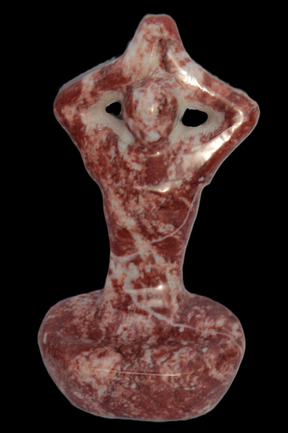 Red and White Jasper Marble hand-carved yoga  pose figure 100*178mm 885g Rocks and Things