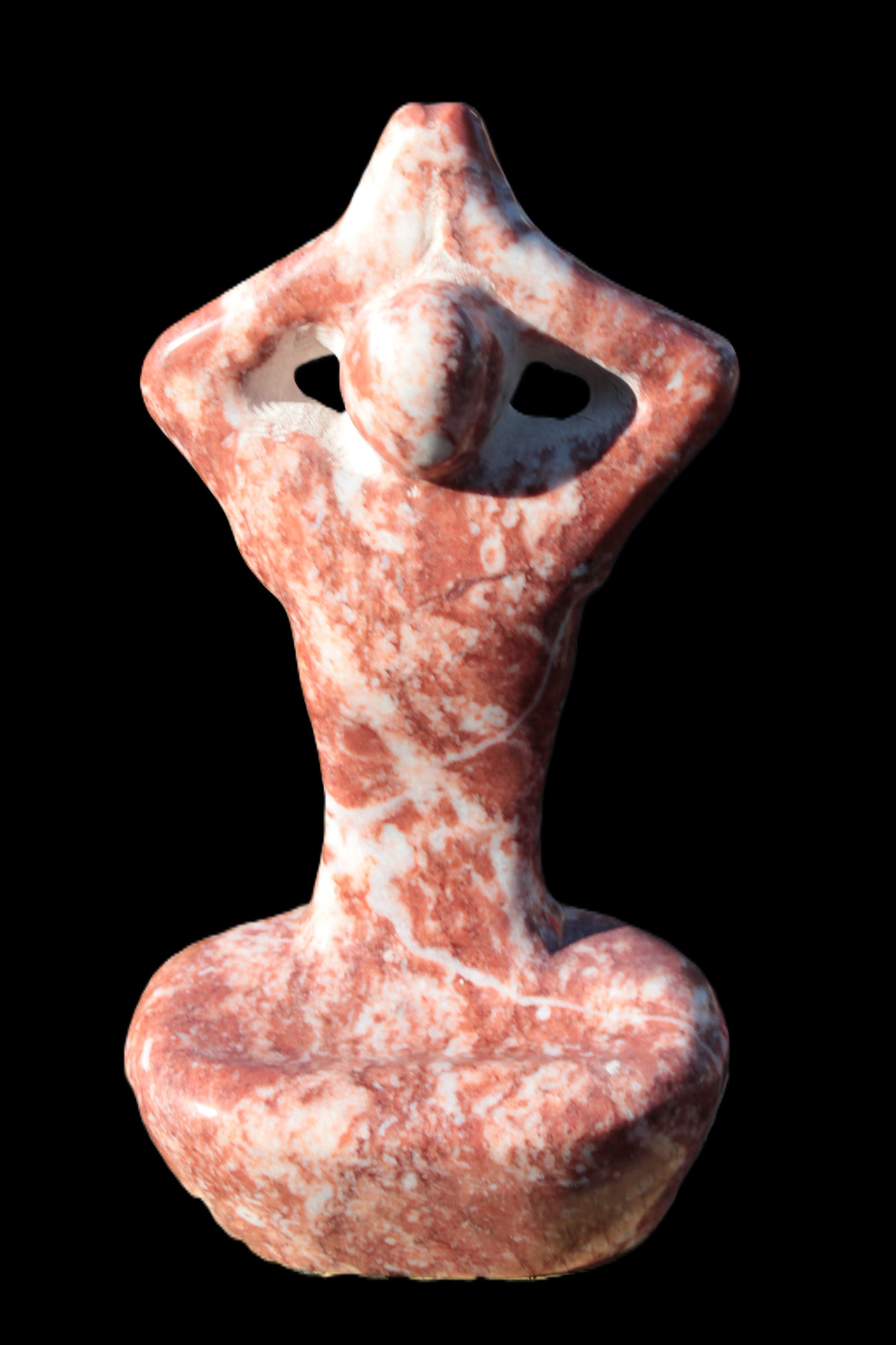 Red and White Jasper Marble hand-carved yoga  pose figure 100*178mm 885g Rocks and Things