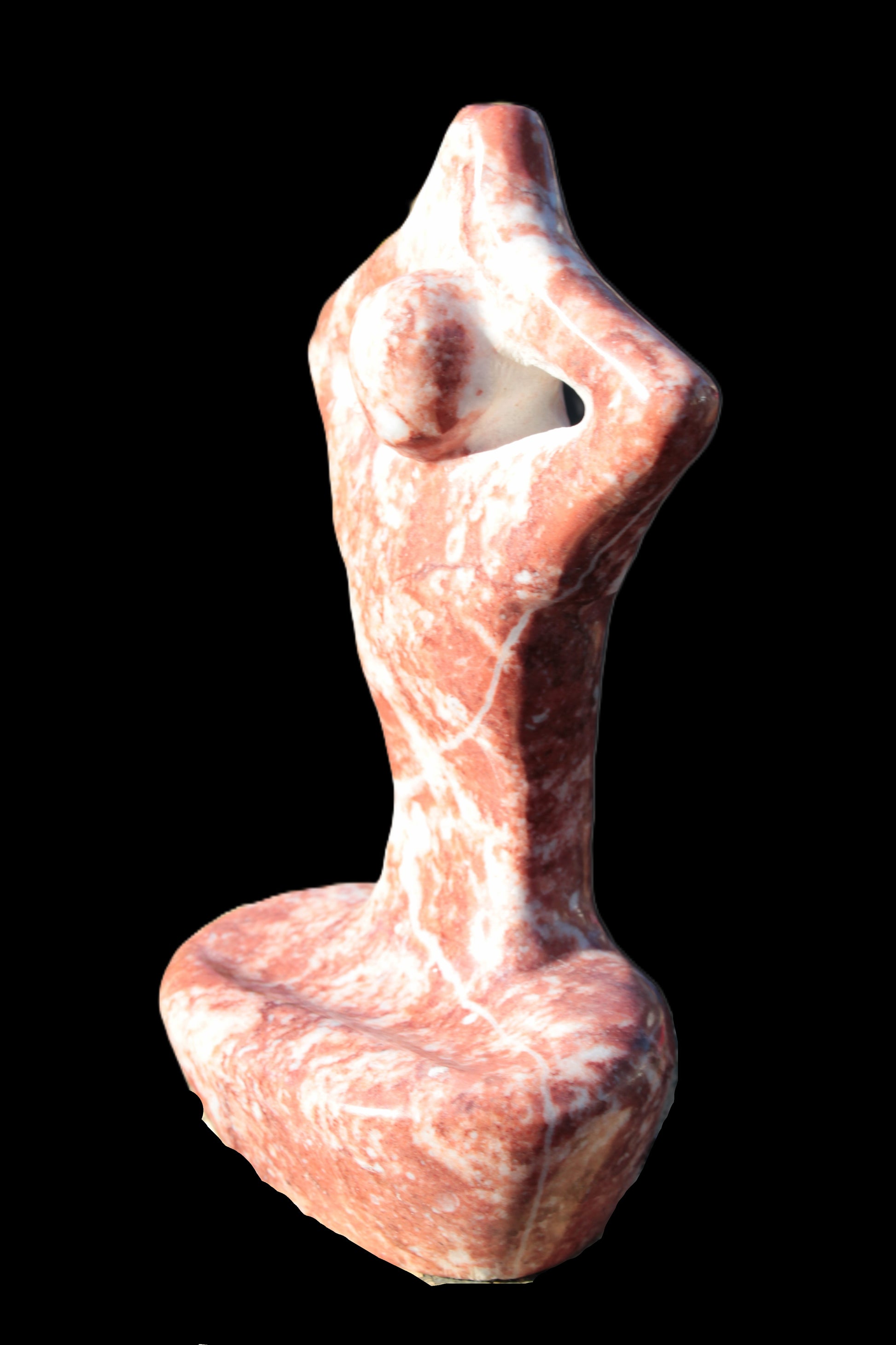 Red and White Jasper Marble hand-carved yoga  pose figure 100*178mm 885g Rocks and Things