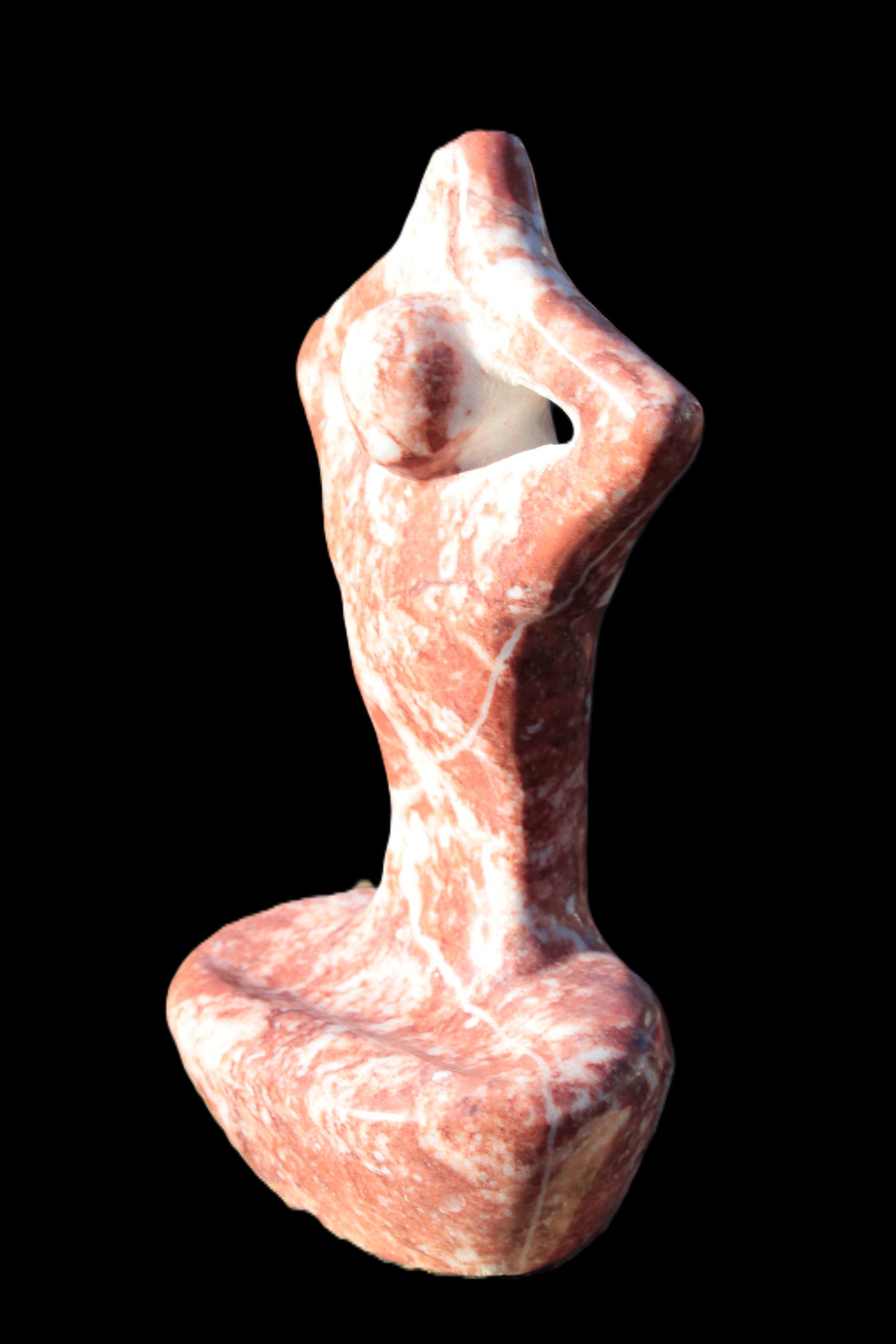 Red and White Jasper Marble hand-carved yoga  pose figure 100*178mm 885g Rocks and Things