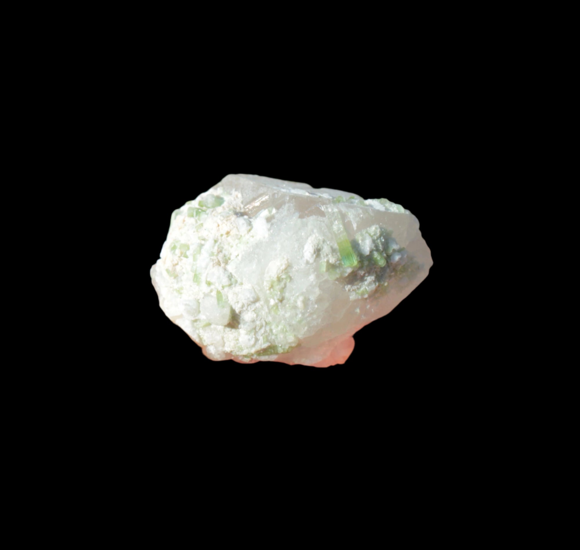 Green Tourmaline on matrix from Afghanistan 98ct 19.7g in sunshine - Rocks and Things Store