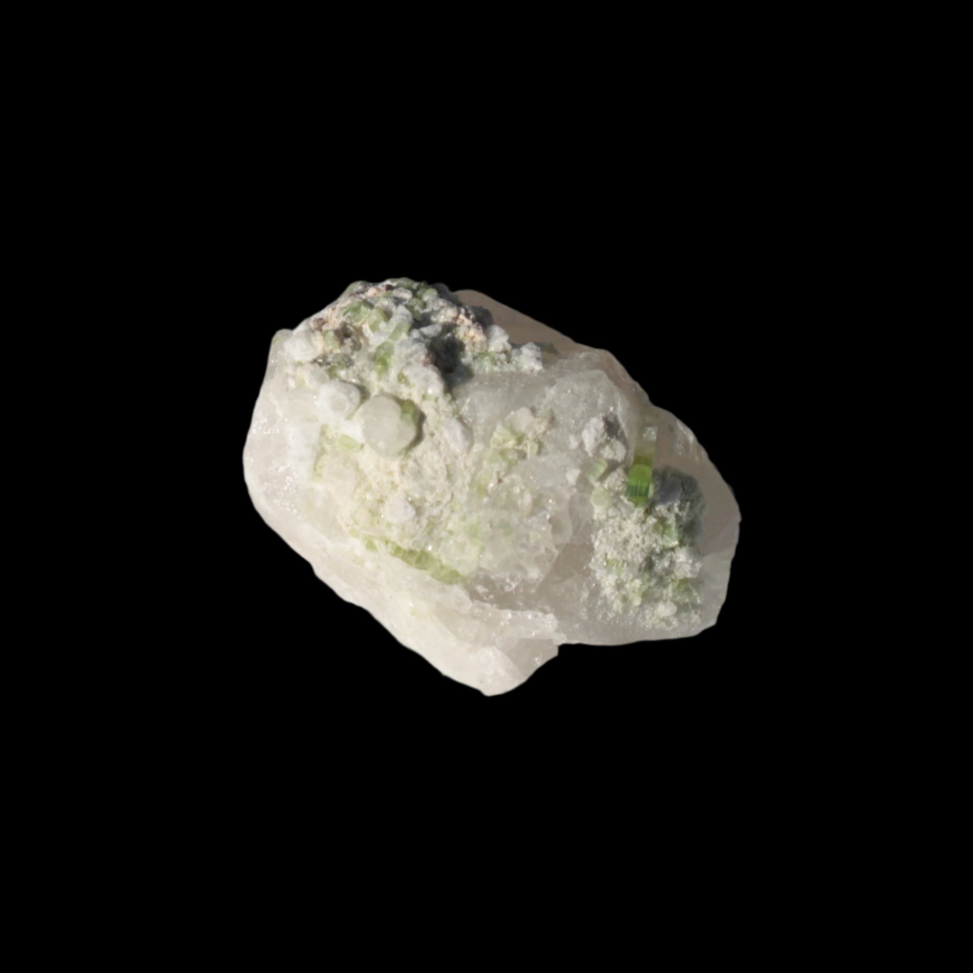 Green Tourmaline on matrix from Afghanistan 98ct 19.7g in sunshine - Rocks and Things Store
