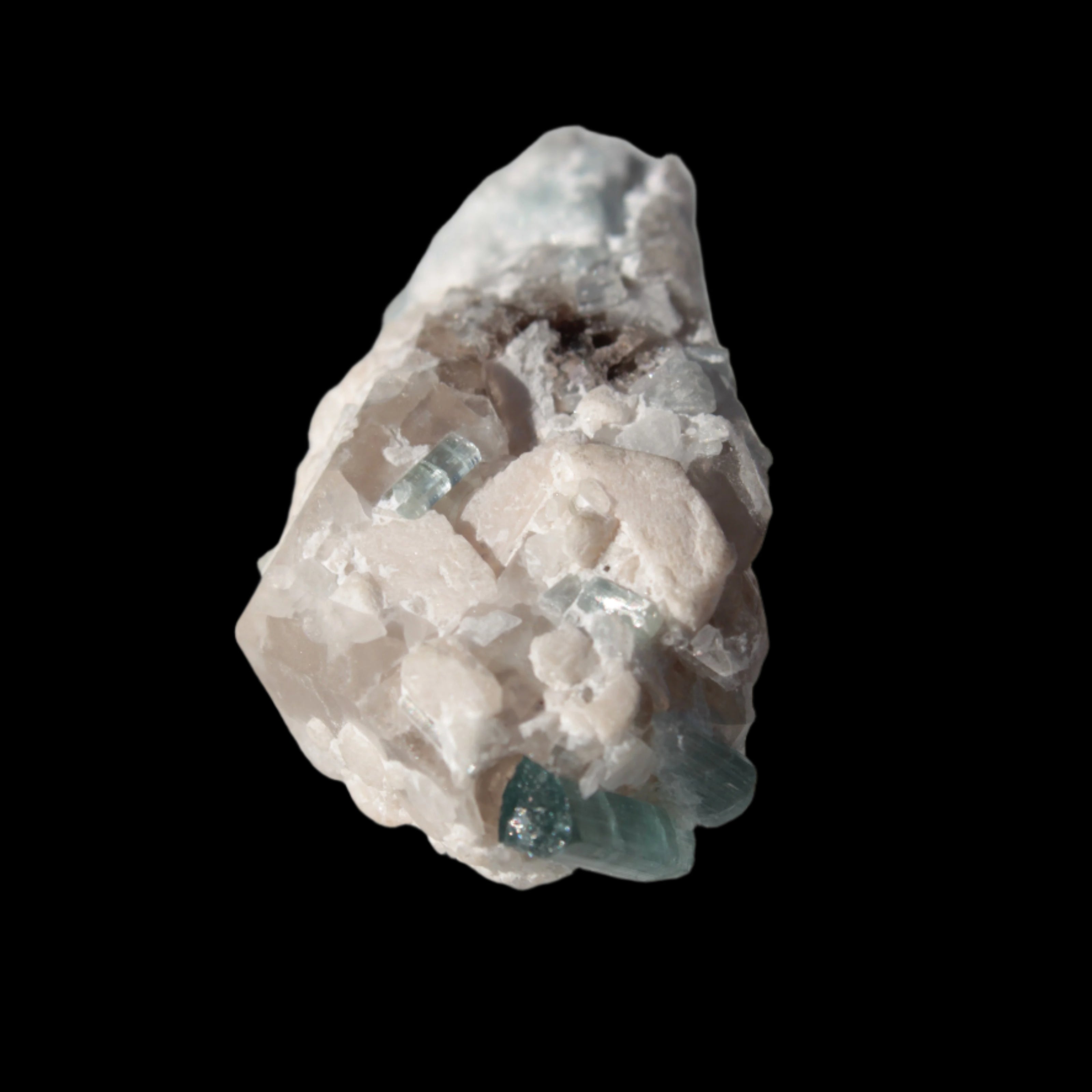 Blue Tourmaline on matrix from Afghanistan 81.8ct 16.4g in sunshine - Rocks and Things Store