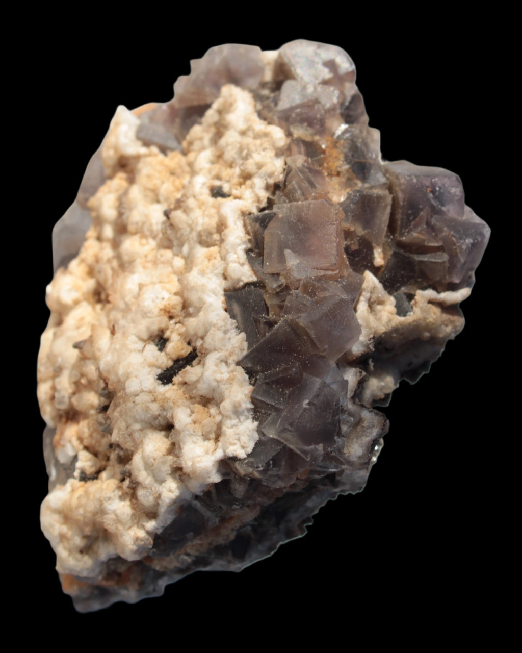 Cubic Fluorite cluster with UV reactive Calcite 278g in sunshine - Rocks and Things Store