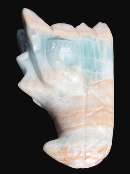 Caribbean Calcite hand-carved dragon's head 221.7g