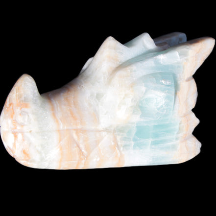 Caribbean Calcite hand-carved dragon's head 221.7g