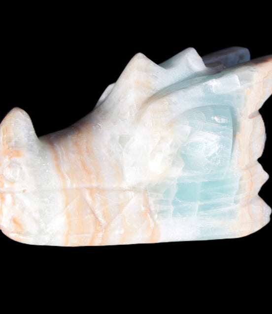 Caribbean Calcite hand-carved dragon's head 221.7g