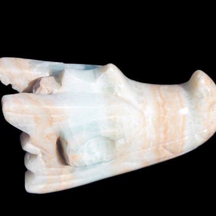 Caribbean Calcite hand-carved dragon's head 221.7g