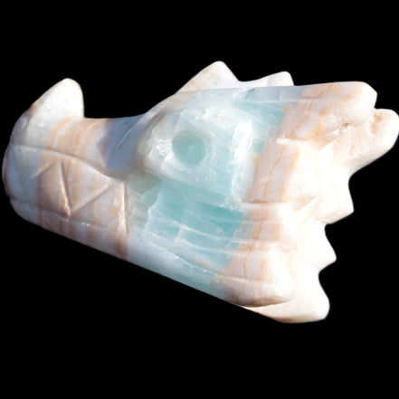 Caribbean Calcite hand-carved dragon's head 221.7g