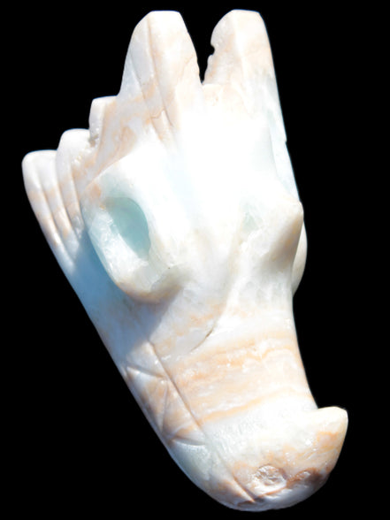 Caribbean Calcite hand-carved dragon's head 221.7g
